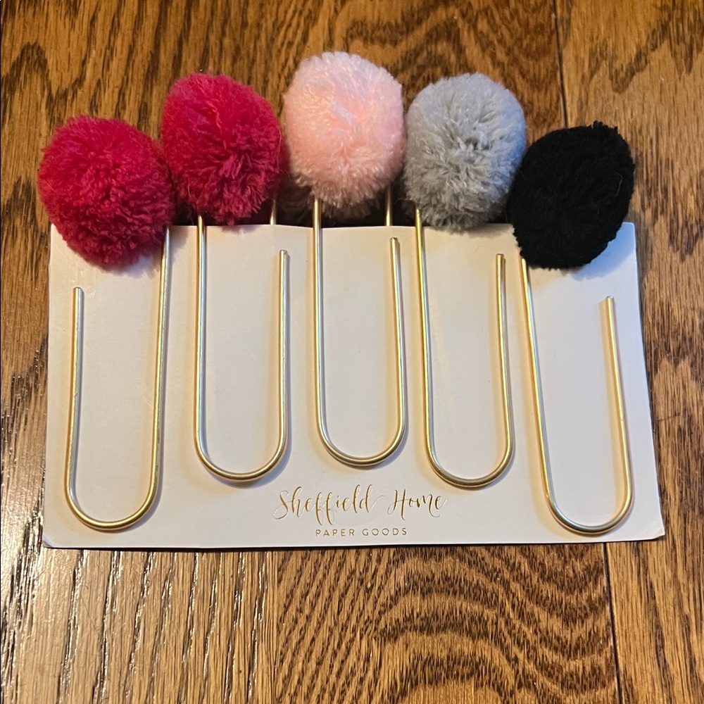 Sheffield Home Pom Pom Paper Clips - Pink, Red, Gray, Black